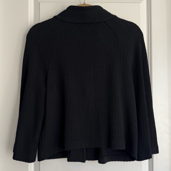 St. John Caviar Black Textured Knit Swing Jacket Office Holiday Party Size 6 - Picture 7 of 8